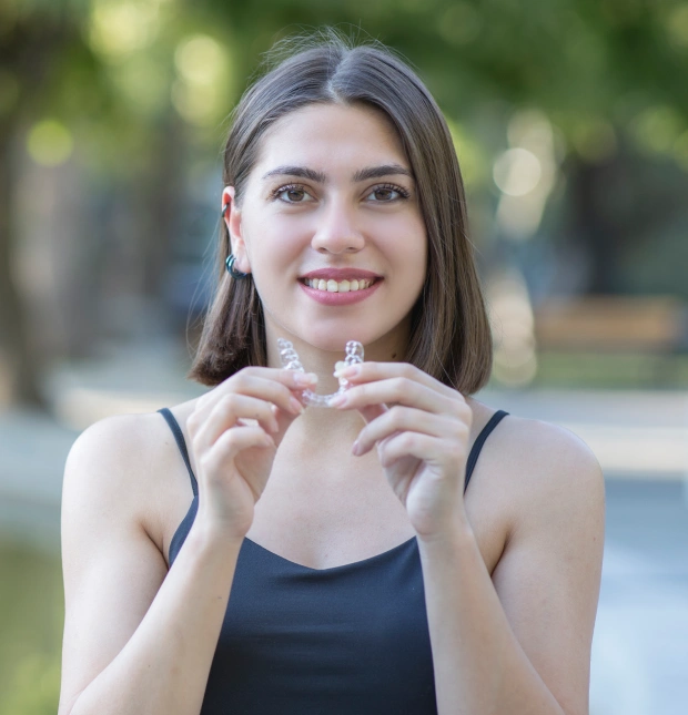 Young woman smiling during ClearCorrect clear aligner treatment